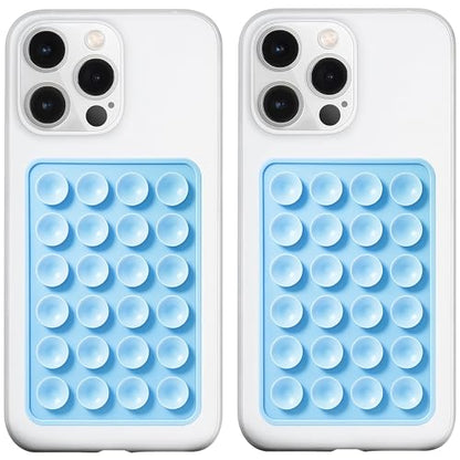 LvShuLiangPin 2 Pack Silicone Suction Phone Case Mount, Silicon Adhesive Phone Grip for Smartphones, Hands-Free Mirror Shower Phone Holder for Selfies, Tiktok Videos (Baby Blue) - color: baby Blue