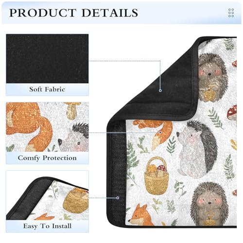Bolaz Hedgehog Fox Mushrooms Car Seat Strap Pads Seatbelt Covers Cushion Shoulder Strap Pads for Adults Soft 2Pcs - color: Hedgehog Fox Mushrooms, size: Small