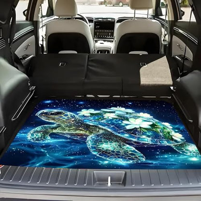 Universal Car Trunk Mat 29" x 39", Glowing Turtle All Weather Trunk Protection Cargo Liner,Durable Cargo Mat Rear Trunk Liner, Stylish Vehicle Interior Accessories Suitable for Most Car Models - color: Glowing Turtle