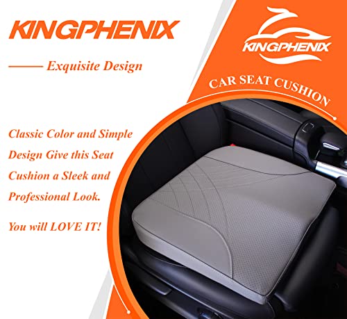 kingphenix Premium Car Seat Cushion, Memory Foam Driver Seat Cushion to Improve Driving View- Coccyx & Lower Back Pain Relief - Seat Cushion for Car, Truck, Office Chair (Leather Gray) - color: Leather Gray