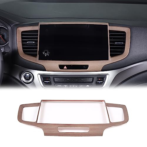 Dashboard Navigation Panel Frame for Honda Pilot 2019-2022/ Ridgeline 2021-2023/ Passport 2019-2023, ABS Material Center Console GPS Screen Panel Frame Trim Accessories (Pear Wood Grain) - color: Pear Wood Grain