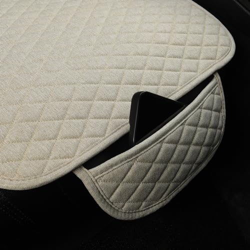 West Llama Linen Car Seat Covers,Bottom Seat Covers for Cars Include 2 Piece Front Driver Seat Pad Mat Universal Fits 90% Vehicles,SUVs,Cars,Sedans(2Piece-Beige) - color: B-Beige, size: 2 Front Bottom Seat Covers