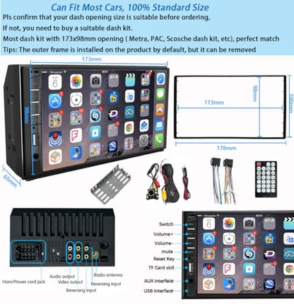 Naifay Car Stereo Double Din Radio with Bluetooth, Car Radio Touchscreen 7 Inch MP5 Player Car Stereo with Backup Camera Bluetooth, Mirror Link, FM/SWC/USB/SD/AUX, Car Audio Receivers with Subwoofer - color: Car MP5 Player(No CarPlay)