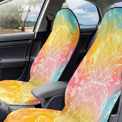 2 Pack Car Seat Towel Covers, Sweat-Proof Microfiber Seat Protectors for Gym, Running, Beach & Workout, Breathable Quick-Dry, Machine Washable, Pastel Pineapple Print, Universal Fit - color: Pastel Pineapple