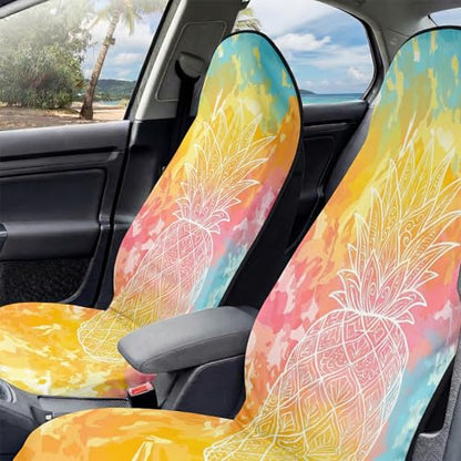 2 Pack Car Seat Towel Covers, Sweat-Proof Microfiber Seat Protectors for Gym, Running, Beach & Workout, Breathable Quick-Dry, Machine Washable, Pastel Pineapple Print, Universal Fit - color: Pastel Pineapple