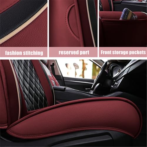 SanQing Car Seat Covers Full Set, Super Luxurious Heavy Universal Duty Waterproof Leather Automotive Vehicle Cover for Cars SUV Pick-up Truck, Non-Slip Seat Pink Car Accessories (Full Set/Wine Red) - color: Full Set/Wine Red