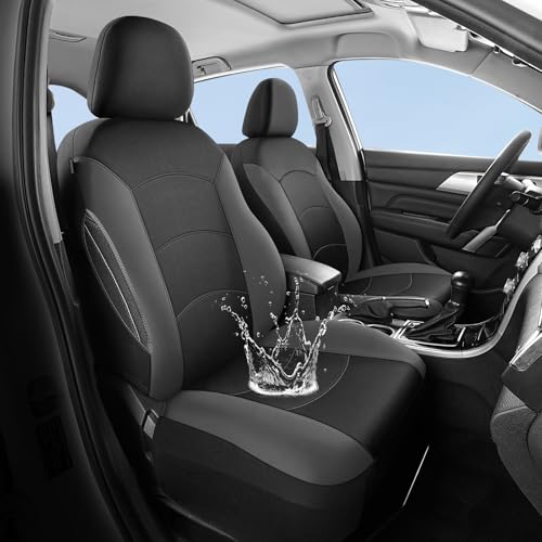 HChengkikz Car Seat Covers Full Set, Waterproof Neoprene Car Seat Covers, Airbag Compatible, Universal Automotive Seat Covers for Most Sedans, SUVs, Trucks (Black + Darkgray) - color: Black Darkgray, size: Full Set