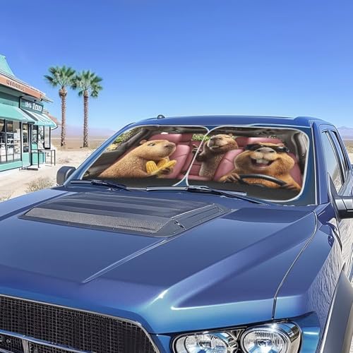 Windshield Sun Shade Funny Capybara Car Windshield Cover Foldable Sun Visor for Car, Sedans, SUV, Truck, 2 Pieces Thickened Automotive Interior Sun Protection - color: Capybara Banana