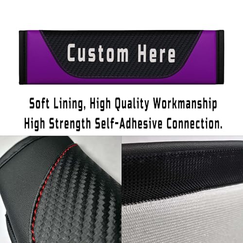 Personalized Seat Belt Covers – Custom Seatbelt Shoulder Pads with Name, Logo, Text & Image – Carbon Fiber Padded Cushion for Cars, Trucks, SUVs, Backpacks – Auto Accessories for Women, Men & Kids - color: Purple