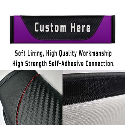 Personalized Seat Belt Covers – Custom Seatbelt Shoulder Pads with Name, Logo, Text & Image – Carbon Fiber Padded Cushion for Cars, Trucks, SUVs, Backpacks – Auto Accessories for Women, Men & Kids - color: Purple