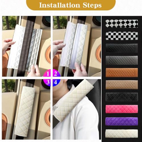 Yumikoo Plush Seat Belt Pads - Set of 2 Cozy & Soft Car Seat Belt Cushions for Comfortable Travel - Perfect for Road Trips and Airplane Rides (White) - color: white