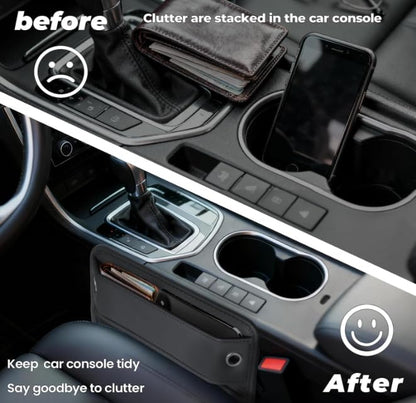 2026 2 Pack Car Seat Gap Filler Organizer, Universal Premium Leather Front Seat Side Organizer, Gap Filler for Car, Phone, Sunglasses, Keys, SUV Truck