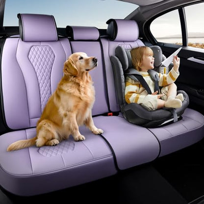 Coverado Purple Car Seat Covers, Back Car Seat Cover, Leather Seat Cover, 3-Pieces Car Seat Cushion, Luxury Seat Cover Seat Protector Universal Fit Most Cars Trucks SUV - color: Purple, size: Back Seat Cover