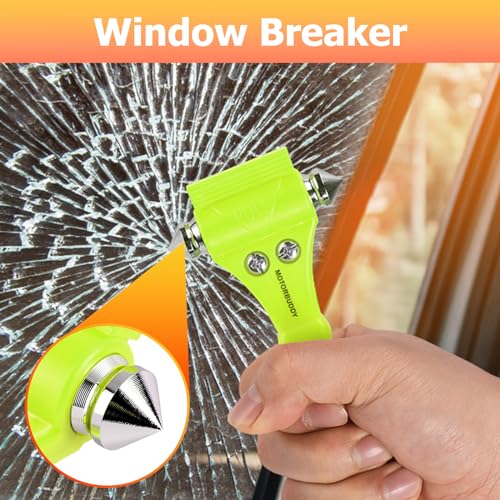 MOTORBUDDY 2-Pack Car Safety Hammer Seatbelt Cutter,Auto Emengency Escape Tool with Windows Glass Breaker, Escape Tool for Car Accidents,Grow in The Dark - color: Glowing-green