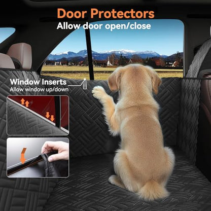Dog Car Seat Cover for Back Seat- Heavy Duty Waterproof-Hard Bottom Backseat Extender Fits Sedan SUV & Small Truck, Full Coverage for Doors, Rear Seats & Front Headrests - size: SUV Dog Hard Bottom