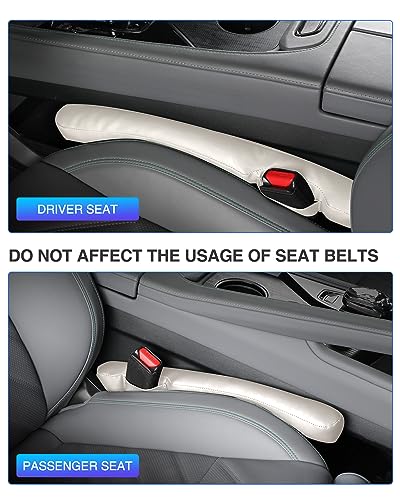 Leather Car Seat Gap Filler Universal for Car Truck SUV to Block The Gap Between Seat and Console Stop Things from Dropping 2 Packs Beige - color: beige