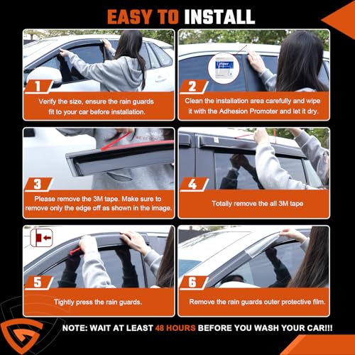 Rain Guards Compatible with Ford Edge 2015 2016 2017 2018 2019 2020 2021 2022 2023 2024, Tape-on Durable Side Window Sun Wind Deflectors, 2015-2024 Edge Rain Guard Black 6 PCS - size: Fit for Ford Edge 2015-2024