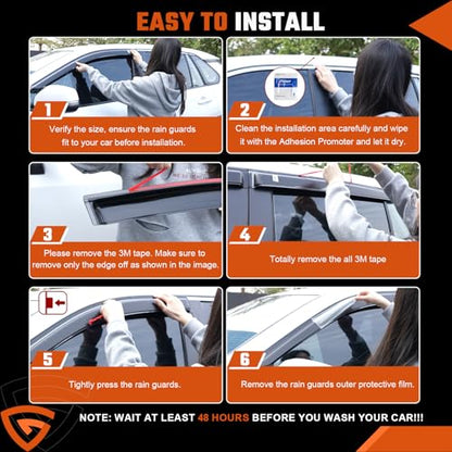 Rain Guards Compatible with Kia Soul 2020 2021 2022 2023, Tape-On Extra Durable Side Window Visor Deflectors 2020-2023 Soul Window Rain Guard 4 PCS - size: Fit for Kia Soul 2020-2023