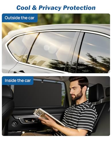 JOYTUTUS Car Side Window Sunshade, 2 Pack for Toyota RAV4 2017-2025, Honda CR-V 2019-2025 and Nissan Rogue 2021-2025, Retractable UV Protection Side Window Shade, Privacy Screen & Blackout for Baby