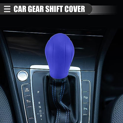 Motoforti Universal Car Gear Shift Cover Comfortable Handbrake Shifter Cover, Anti-Slip, Silicone, Dark Blue, 2 Pcs - color: Dark Blue