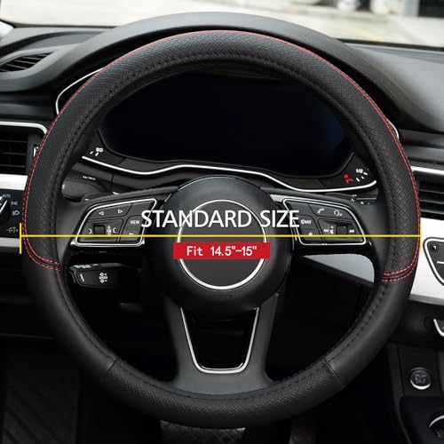 LABBYWAY Steering Wheel Cover, Universal Fit 15 Inch Microfiber Leather Car Wheel Protector, Anti-Slip, Black - color: black