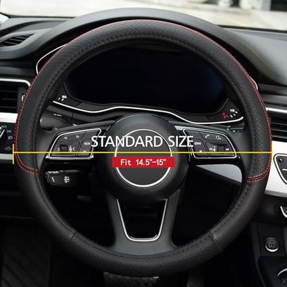 LABBYWAY Steering Wheel Cover, Universal Fit 15 Inch Microfiber Leather Car Wheel Protector, Anti-Slip, Black - color: black