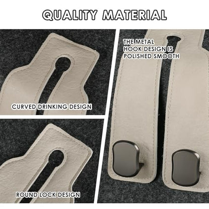 KINIVA Car Seat Headrest Storage Hooks, Set of 2, Suede PU Leather, Double Hooks (06-White) - color: 06-White