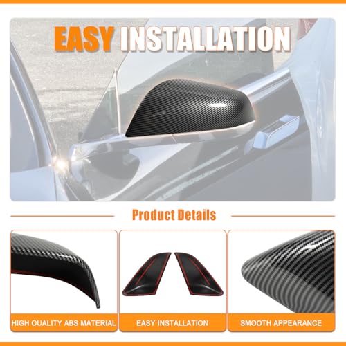 Side Mirror Cover Compatible with Tesla Model X 2017-2020, Mirror Cover Cap Trim (Carbon Fiber Style) - color: Carbon Fiber