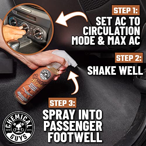 Chemical Guys Leather Scent Premium Air Freshener & Odor Eliminator – Car Air Freshener Leather Scent– Eliminates Odors and Refreshes Cars, Trucks, SUVs and RVs, 16 oz - size: 16 Fl Oz (Pack of 1), style: LEATHER 16 oz