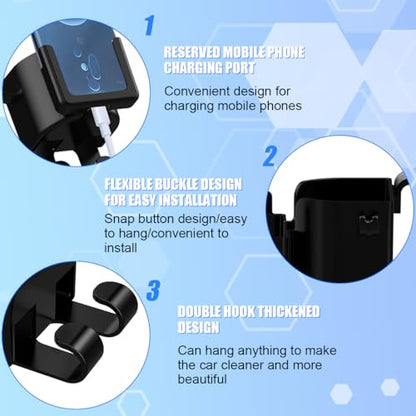 Car Headrest Cup Holder for Back Seat, 2PCS 3 in1 Multifunctional Vehicle Backseat Phone Organizer, Large Capacity Auto Handbag Storage Hook Hanger, Universal for SUV RV Truck