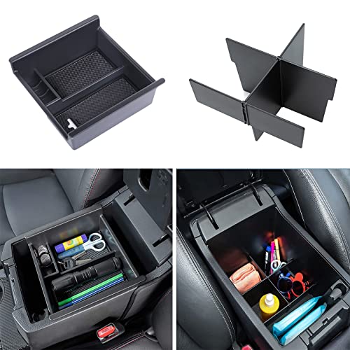 JDMCAR Center Console Organizer Set Compatible with 2010-2024 Toyota 4Runner Accessories Insert ABS Black Compartment Divider Armrest Tray (2-Pack) - color: Black-tray and divider