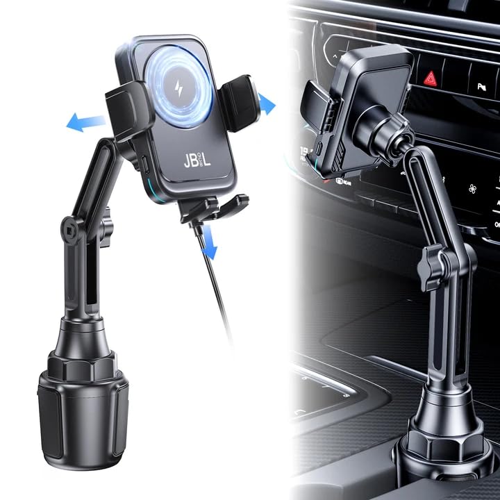 Wireless Car Charger Car Cup Phone Holder 15W Fast Charging Auto Clamping Car Charger Dual Port PD&QC3.0 for iPhone16/15/14/13/12/11 Pro Max Xs, Samsung Galaxy S24 Ultra S23 S22 S21 S20
