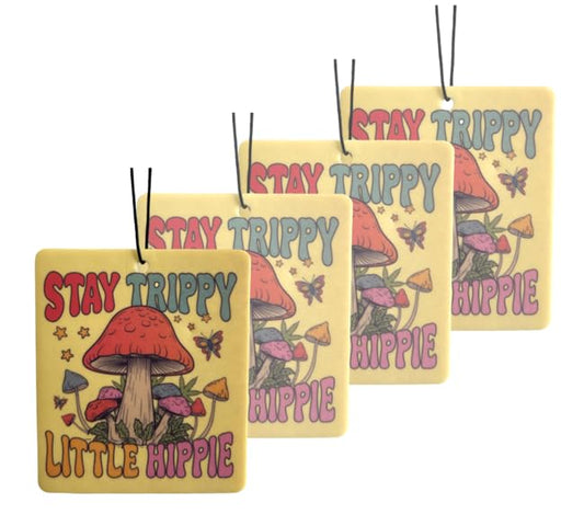 Funny Naughty Unique Car Air Fresheners Scented With Premium Oils By Fresh Fresheners (Stay Trippy Lil Hippie) - color: Stay Trippy Lil Hippie