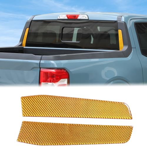 Aunginsy Rear Glass Side Anti-Scratch Cover Trim Compatible with Ford Maverick 2022-2025, Carbon Fiber Pickup Truck Rear Bucket Slot Side Anti-Scratch Cover Protective Pad Sticker Exterior Accessories - color: Yellow