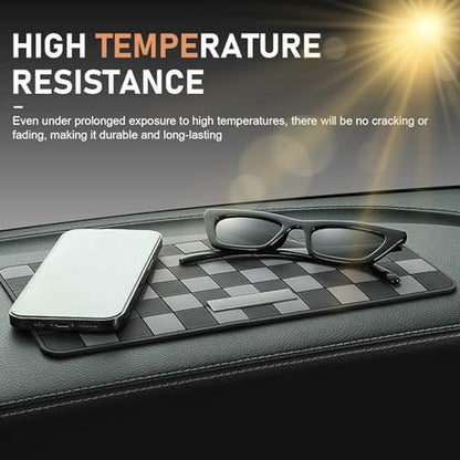 Car Dashboard Non Slip Mat, 11.8" x 5.9" Anti-Slide Grid Sticky Dash Pad, Multifunctional Dashboard Gripping Pad for Cell Phones, Keys, Sunglasses, Electronic Devices (Black & Gray) - color: Black & Gray