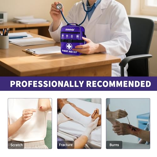 520 Pieces Premium First Aid Kit - Large Emergency Medical Kit for Survival, Car, Home, Travel, Camping, Backpack, Hiking, School (Purple) - color: Purple