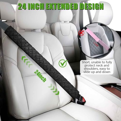 WSSROGY 24 Inch Long Car Seatbelt Cover, Soft Comfort Seatbelt Protector Pads Strap Protecting Neck Shoulder Clothes for Car SUVS Truck (Black) - color: Black