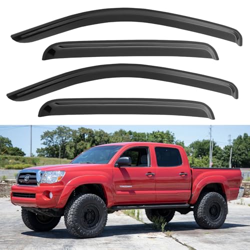 Window Visors Rain Guards for Toyota Tacoma 2005-2023 Double Cab/Full-Size Cab, Out-Channel Window Vent Wind Deflectors Visors Shades for 05-23 Tacoma Crew Cab - size: 2005-2023 Toyota Tacoma