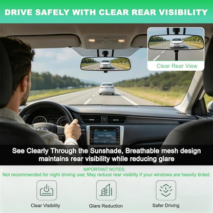 Rear Window Sun Shade for 2015-2020 F150, Custom Fit Back Windshield Shade, Breathable Mesh UV Protection Heat Reduction for Baby & Passengers, Clear Rear View, Easy Clip-On Install - size: F150(2015-2020)-Rear Windshield