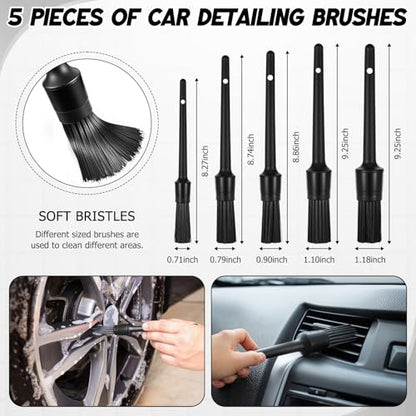 16 Pcs Windshield Cleaner Tool, Car Cleaning Kit with Various Detailing Brushes Set Spray Bottle Cleaner Towel Cleaning Gel Accessories Car Interior Detailing Kit for Windows Vents(Gray) - color: Gray