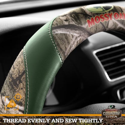 Mossy Oak Full Camo Steering Wheel Cover - Made from Premium Leather, Universal Fit for 14 1/2 to 15 inches - Official Licensed Product - Green Color - color: GREEN