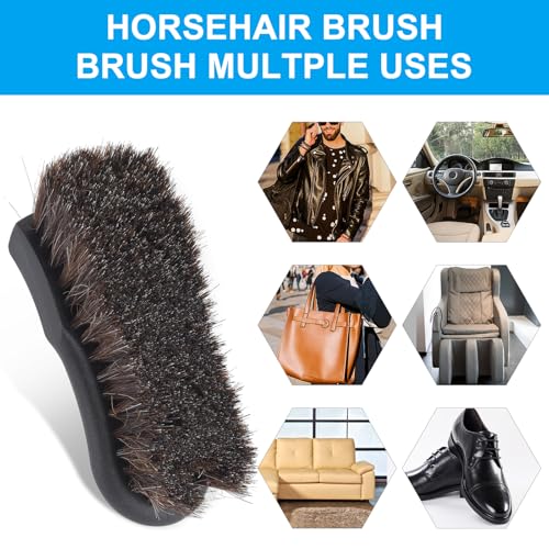 Upholstery Brush, Upholstery Brush Set, Leather Cleaning Brush, Carpet Brush Car Cleaning Brush, Long Bristle Horse Hair Car Cleaning Brush for Car Interior Leather Seat and Home Furniture