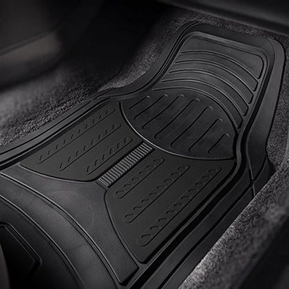 FH Group Monster Eye Full Set Rubber Floor Mats w. Trimmable Vinyl Trunk Liner/Cargo Mat Black- Fit Most Car, Truck, SUV, or Van (Black) F11313- F16403 - color: Solid Black, style: Floor Mat + Cargo Mat Set