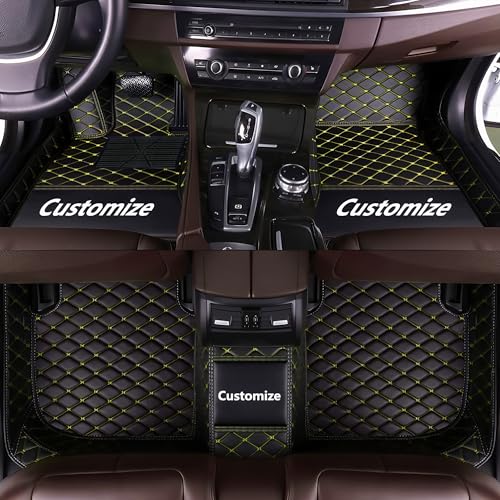 Custom Personalized Floor Mats for Cars，Luxury Full Coverage All Car Floor Mats，Anti-Slip Leather Car Mat Set ，Custom Floor Mats for 99% of Cars, Trucks & SUVs. (Black Yellow) - color: Black Yellow