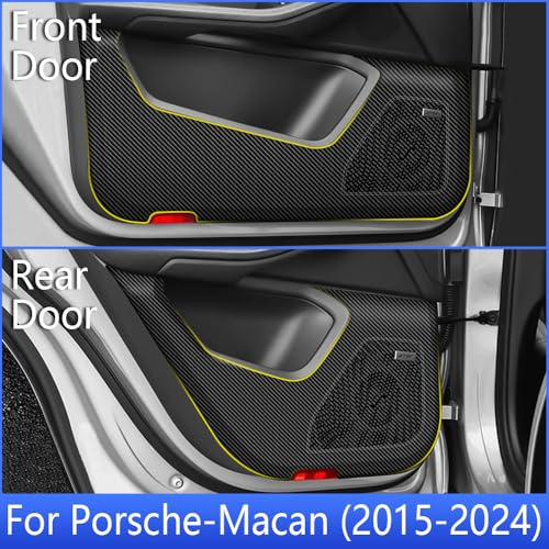Car Door Anti Kick Pad for Porsche Macan 2015 2016 2017 2018 2019 2020 2021 2022 2023 2024 Accessories Carbon Fiber Style Leather Sticker Door Sill Protector Cover Edge Guard Side Mat Interior Dirty