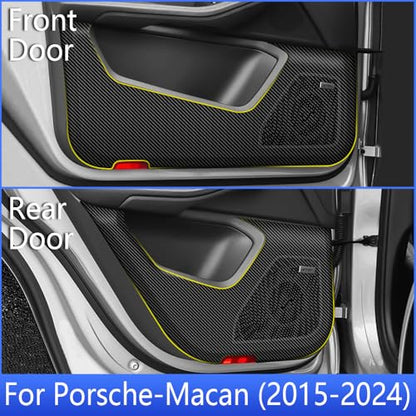 Car Door Anti Kick Pad for Porsche Macan 2015 2016 2017 2018 2019 2020 2021 2022 2023 2024 Accessories Carbon Fiber Style Leather Sticker Door Sill Protector Cover Edge Guard Side Mat Interior Dirty