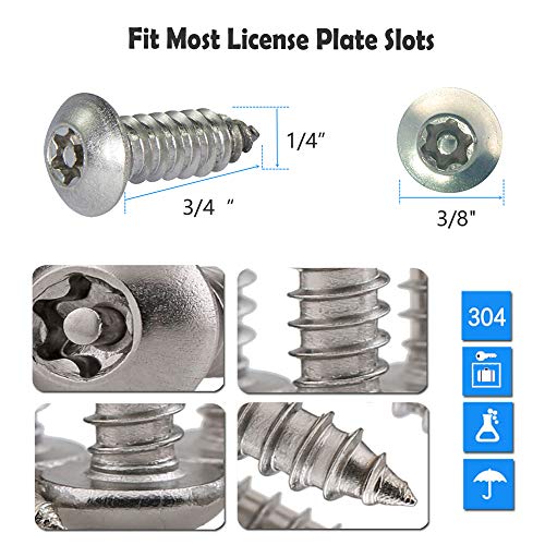 Aootf Anti Theft License Plate Screws - Stainless Steel Tamper Resistant Car Tag Frame Fasteners | Security Tapping Screws | Qty 8 - size: Black Self-tapping Screws - 8 Count