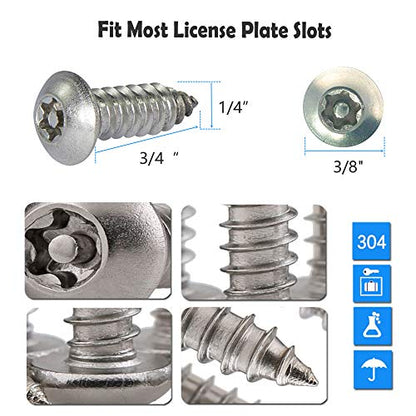 Aootf Anti Theft License Plate Screws - Stainless Steel Tamper Resistant Car Tag Frame Fasteners | Security Tapping Screws | Qty 8 - size: Black Self-tapping Screws - 8 Count