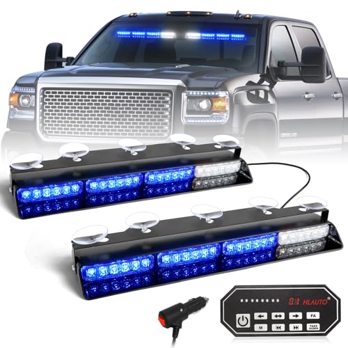 HLauto 604N Emergency Dash Strobe Lights: 2x16.8 inch Blue Security Light w/Take Down, 48 LED Safety Flashing Warning Hazard Interior Windshield Light Bar for Trucks Vehicles - color: #12 Blue