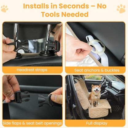 Dog Car Seat Cover for Front or Back Seat, Soft Flannel Pet Car Seat Protector with Waterproof Layer, Non-Slip Washable Dog Car Bed Mat for Travel (LightCoffee Front) - size: LightCoffee Front